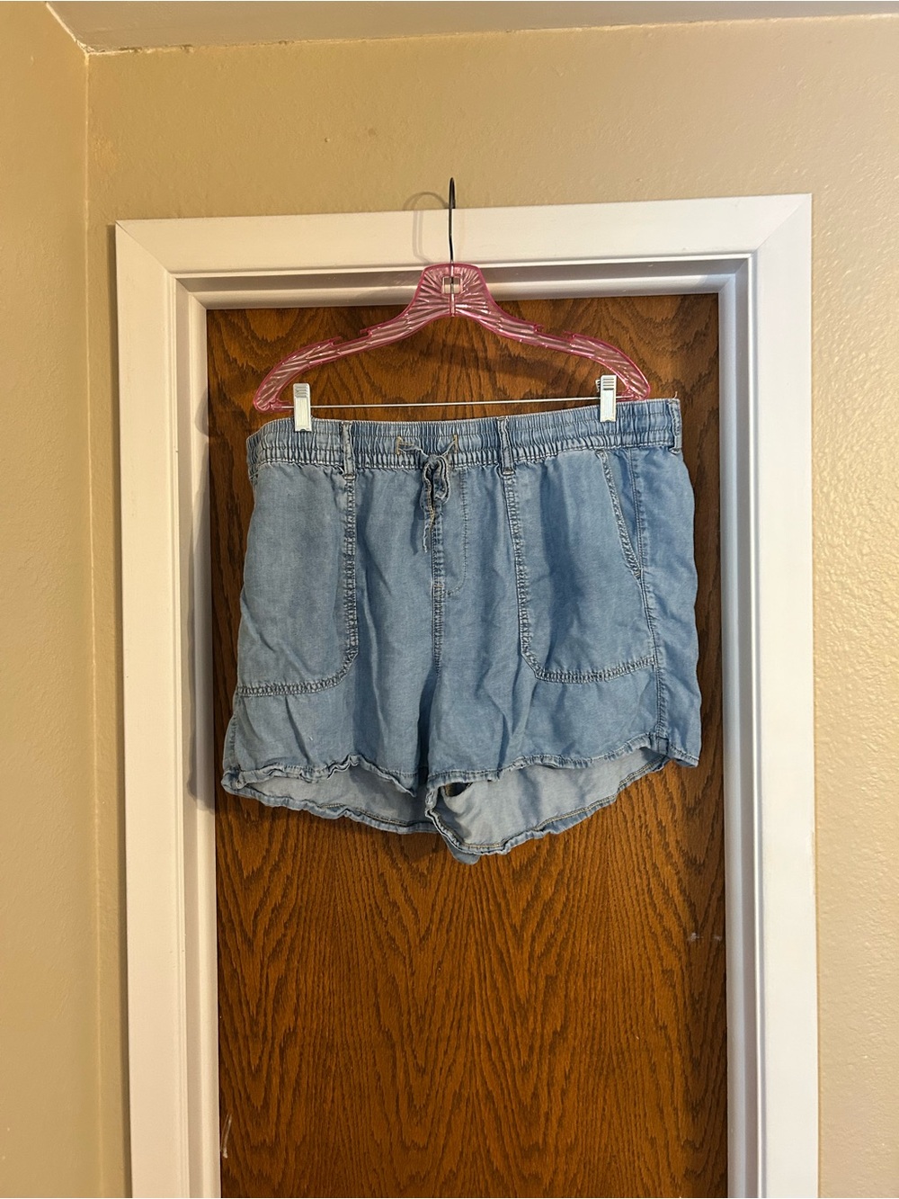 torrid Light Blue Denim Drawstring Shorts